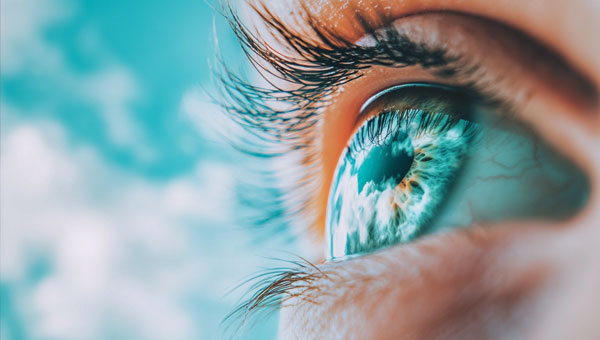 Clouds reflecting off of an eye